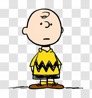 Peanuts - Cartoon Boy In Yellow Shirt Transparent PNG