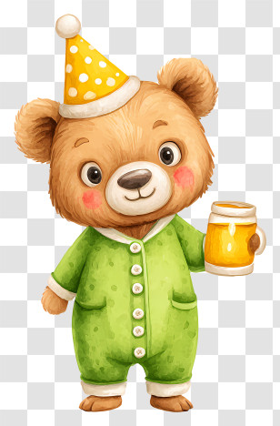 Bear Holding Honey Jar - Watercolor Party Bear Holding Honey Jar Transparent PNG