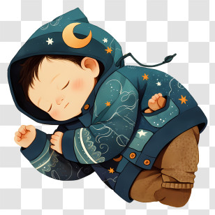 Cute Sleeping Baby - Sleeping Baby In Starry Hoodie Transparent PNG