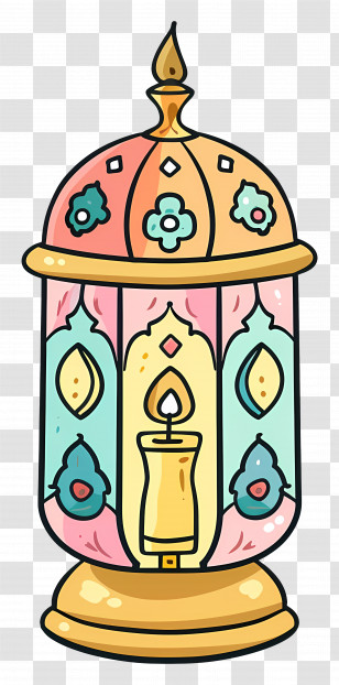 Islamic Lamp - Colorful Lantern With Candle Light Transparent PNG