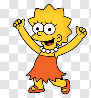 Lisa Simpson - Animated Girl In Yellow Dress Transparent PNG