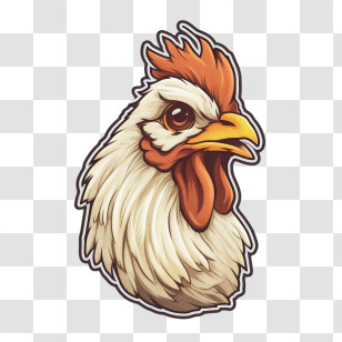 Chicken - Chicken Head Illustration With Cartoon Details Transparent PNG