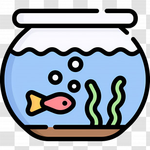 Fish Tank - Cartoon Fishbowl With Fish Illustration Transparent PNG