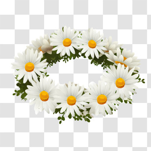 Daisy Flower - Floral Wreath Design With Daisy Flowers Transparent PNG