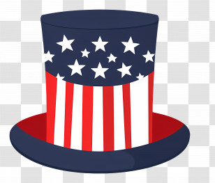 Uncle Sam Hat - Blue Patriotic Top Hat With Stars And Stripes Transparent PNG