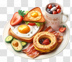 Breakfast Food - Delicious Breakfast Plate Transparent PNG