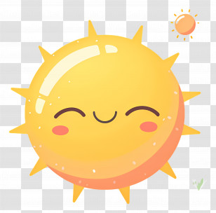 Kawaii Sun - Smiling Cartoon Sun Illustration Transparent PNG