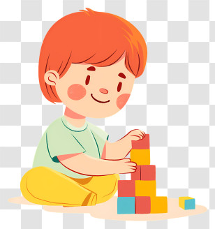 Children Kindergarten - Child Playing With Blocks Transparent PNG