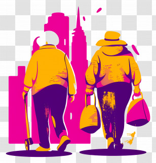 Senior Citizens Day - Elderly Couple Walking In The City Transparent PNG