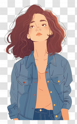 Woman In Denim - Stylish Woman In Denim Jacket Transparent PNG