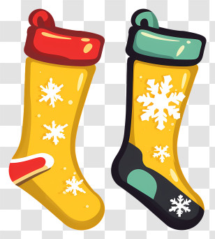 Socks With Snowflakes - Yellow Christmas Stockings With Snowflake Patterns Transparent PNG