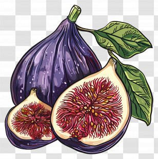 Figs - Vivid Purple Figs Illustration Transparent PNG