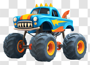 Monster Jam - Powerful Blue Monster Truck With Large Wheels Transparent PNG
