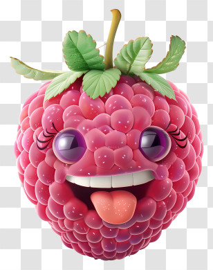 3d Cartoon Fruit - Smiling Cartoon Raspberry Transparent PNG