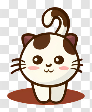 Cat - Cute Cartoon Cat With Adorable Expression Transparent PNG