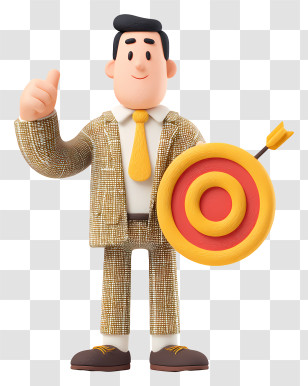 Achieving Personal Goals - Cartoon Character Holding Target Transparent PNG