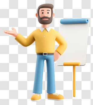 Man Giving Business Presentation - Man Presenting With Whiteboard Transparent PNG