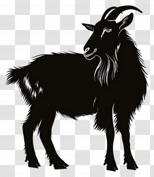 Goat Silhouette - Black Silhouette Of A Goat Transparent PNG
