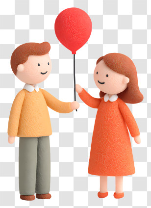 Couple Playing Balloon - Couple With Colorful Balloons Transparent PNG