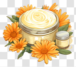 Butter Cream - Calendula Cream With Flowers Transparent PNG