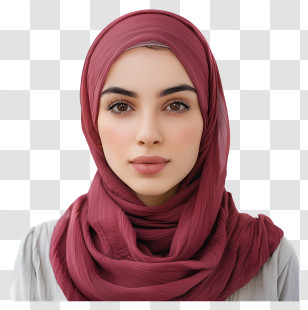 Hijab Woman - Woman Wearing Maroon Hijab With Serene Expression Transparent PNG