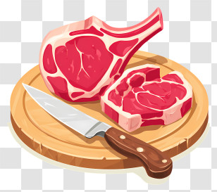 Tomahawk Ribeye Steak - Fresh Raw Steaks On Cutting Board Transparent PNG