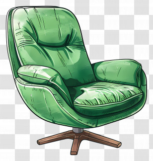 Green Chair - Modern Green Armchair With Wooden Base Transparent PNG