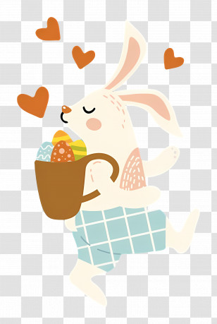 Bunny Hop - Easter Bunny With Basket Of Eggs Transparent PNG