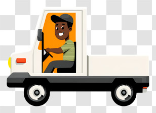 Man Driving Truck - Cartoon Man Driving A White Truck Transparent PNG