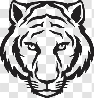 Tiger Logo - Fierce Tiger Monochrome Illustration Transparent PNG