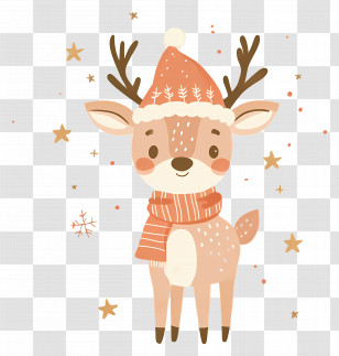 Christmas Deer - Adorable Reindeer Christmas Illustration Transparent PNG