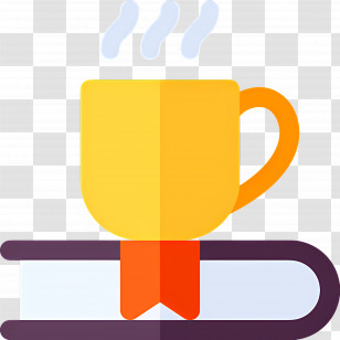 Book And Coffee - Yellow Cup With Steam On Top Of A Book Icon Transparent PNG