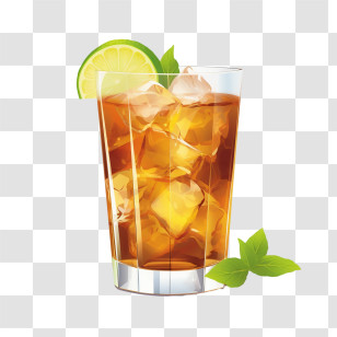 Ice Tea - Iced Drink In Glass With Lime And Mint Transparent PNG