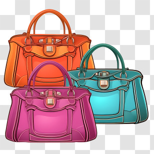 Handbag Day - Three Colorful Fashion Handbags Transparent PNG