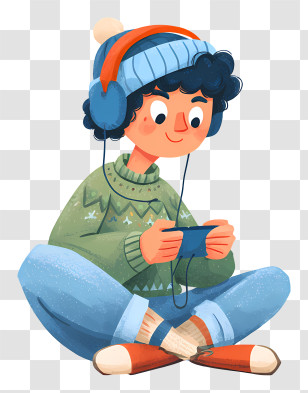 Boy Playing Online Game - Boy With Headphones Playing On Device Transparent PNG