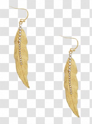 Earring Gold Silver Fringe Tassel - Leaf Transparent PNG