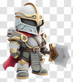 Paladin - Silver Armored Knight With Axe Transparent PNG