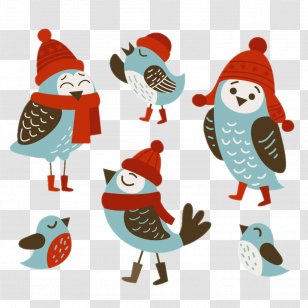 Cute Birds Wedding Invitation Flat Winter - Bird - Little Transparent PNG