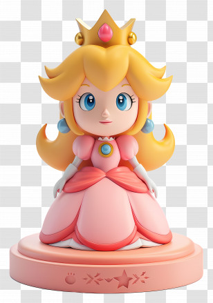 Princess Peach - Princess Figurine In Elegant Pink Dress Transparent PNG