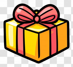 Birthday Gift - Cartoon Yellow Gift Box With Pink Bow Transparent PNG