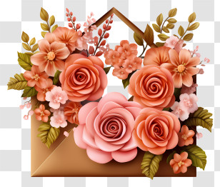 Envelope - Flower Bouquet In Decorative Envelope Illustration Transparent PNG