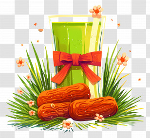 Happy Nowruz - Green Drink With Bow Transparent PNG