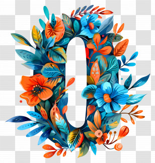 Number 0 - Floral Decorated Number 0 Artwork Transparent PNG