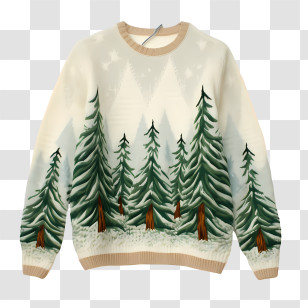 Christmas Sweater - Cozy Holiday Sweater With Pine Tree Print Transparent PNG