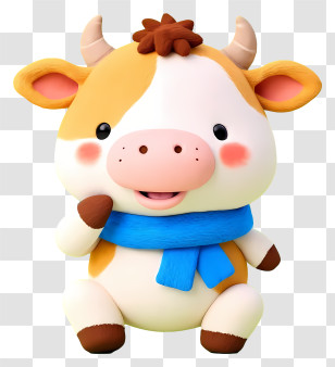 Cartoon Cow - Cute Cow Plush Toy Transparent PNG