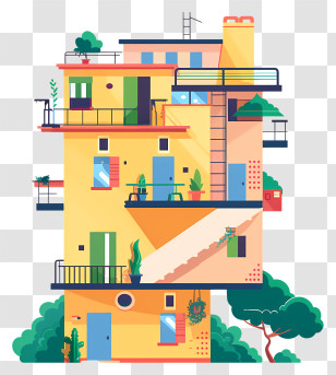 Real Estate - Modern Apartment Building Illustration Transparent PNG