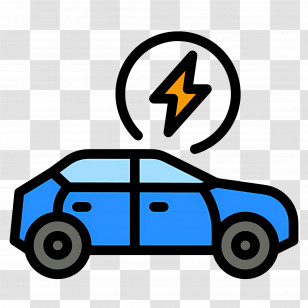 Electric Car - Electric Blue Car Icon With Energy Symbol Transparent PNG