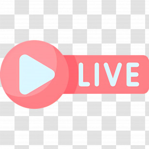 Youtube Live - Red Live Streaming Icon With Play Button Transparent PNG