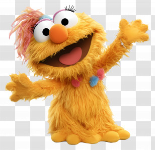 Zoe - Friendly Yellow Furry Puppet Character Transparent PNG