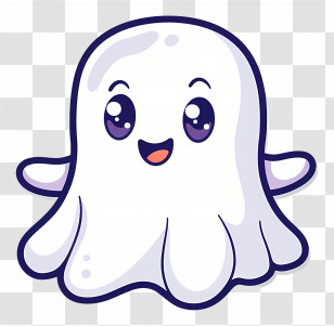 Kawaii Ghost - Adorable Cartoon Ghost Illustration Transparent PNG